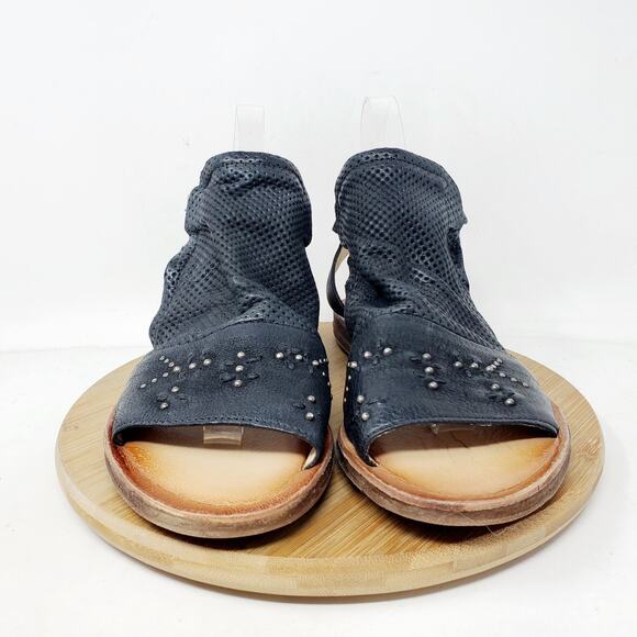 Miz Mooz Sandals Womens 37 Fifi Black Leather Boho Bootie Ankle Strap Shoes - Picture 3 of 11